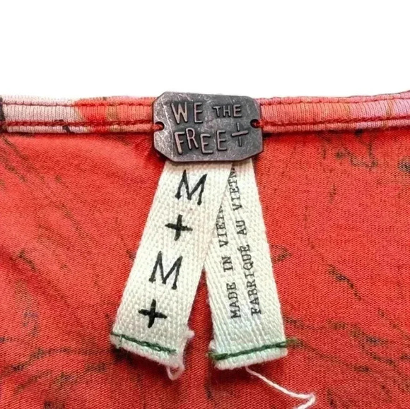 Free People We The Free Birds Of Paradise Printed Top Orange Women's size Medium - Picture 9 of 13